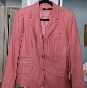 Ralph Lauren Herringbone Pink Linen & Silk Blazer size 12 NWOT